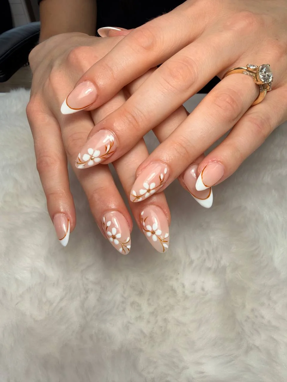 Gold accent French nails